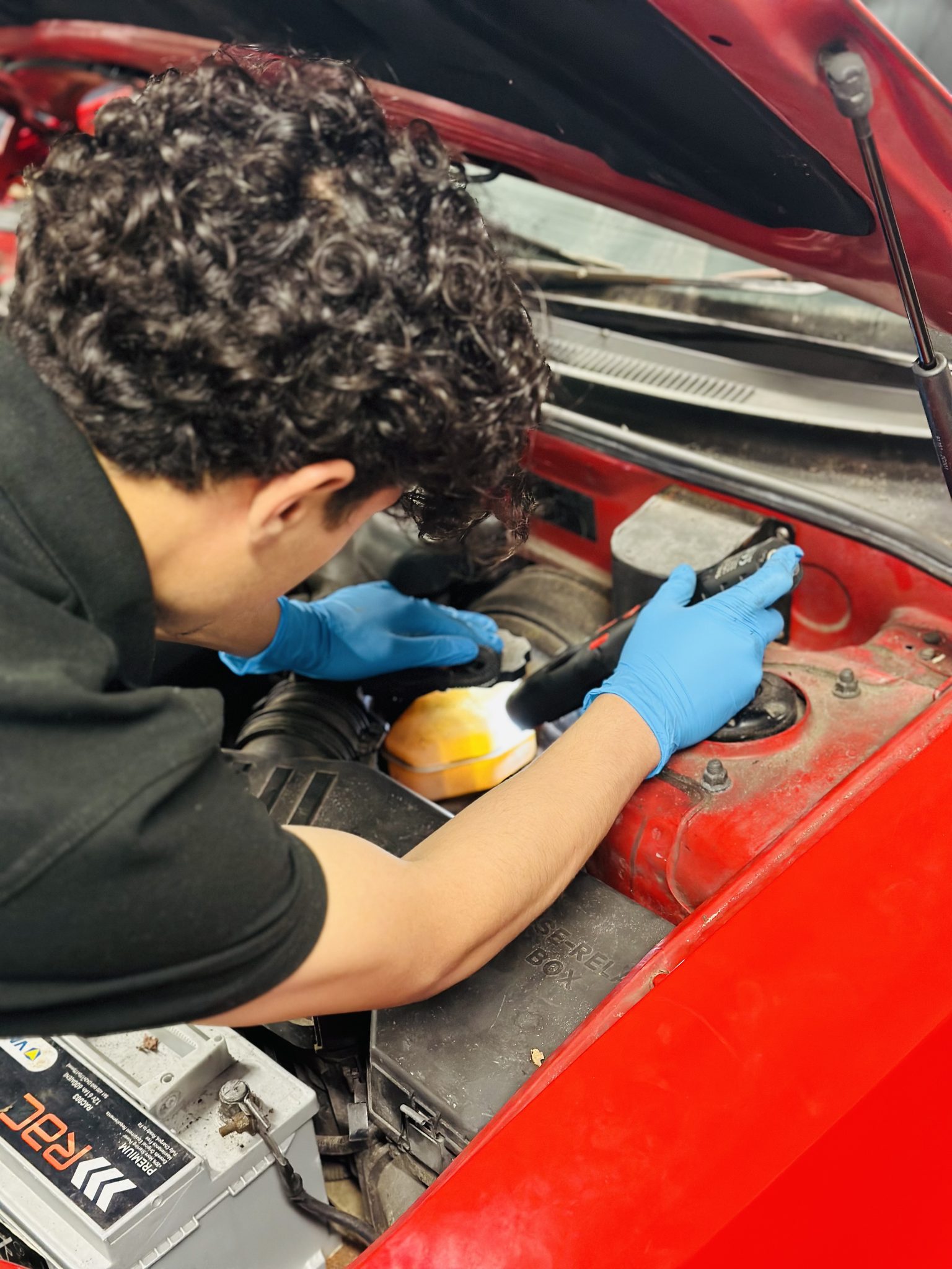 Engine bay diagnostics at Salek garage, Ashford